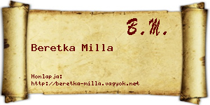 Beretka Milla névjegykártya